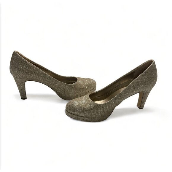 Aukis Women's Sparkly Gold High Heels - Size 9.5 - Picture 7 of 15